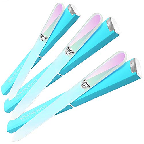 Czech Glass Nail Files with Case, Manicure Glass Fingernail File for Gentle Precision