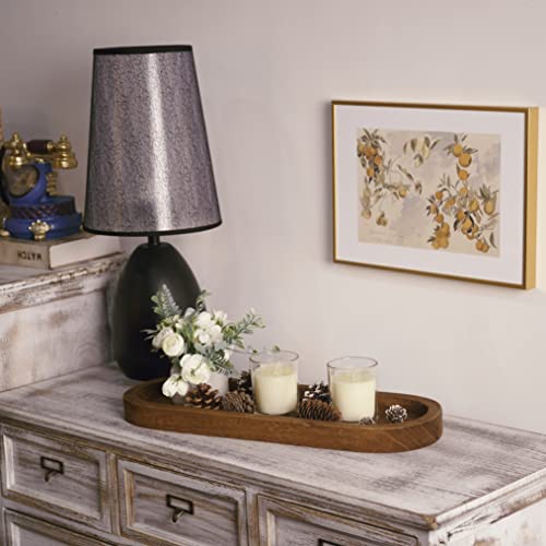 Athaliah Wooden Decorative Tray Wooden Serving Tray,18.75''Long Tray Wooden Ottoman Tray For Living Room Rustic Wood Oval Trays For Home Kitchen Countertop Farmhouse Decor Tray #TOP5