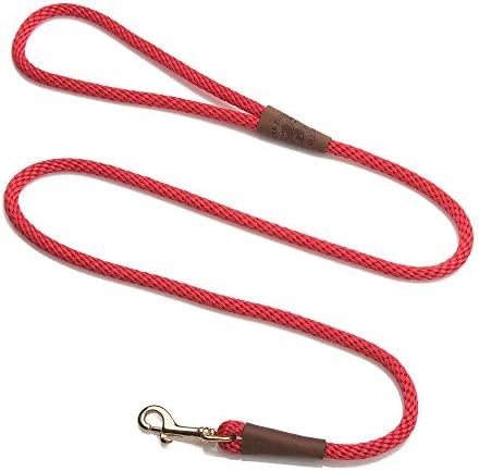 Mendota Pet Snap Leash - British-Style Braided Dog Lead, Made in The USA - Red, 1/2 in x 4 ft - for Large Breeds