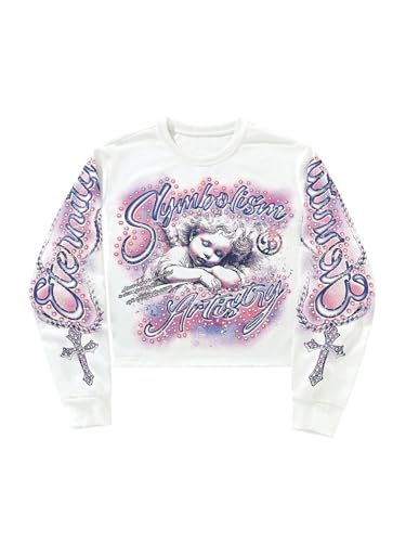 SOLY HUX Men's Crewneck Long Sleeve Goth Sweatshirts Vintage Graphic Pullover Tops Street Fall Clothes