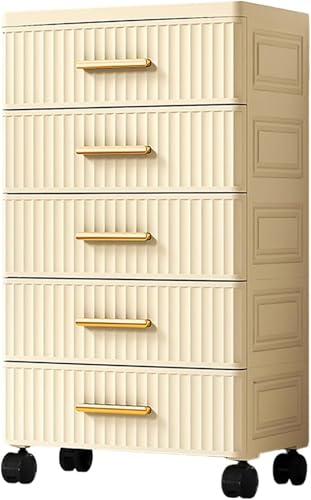 Ohget 収納チェスト スリム PP製 引き出し タンス キャスター付き 幅35×奥行26×高さ96cm ホワイト おもちゃ・衣類収納 クローゼット/リビングに最適 子供部屋・一人暮らし 多機能 省スペース (35x26x70cm,ホワイト)