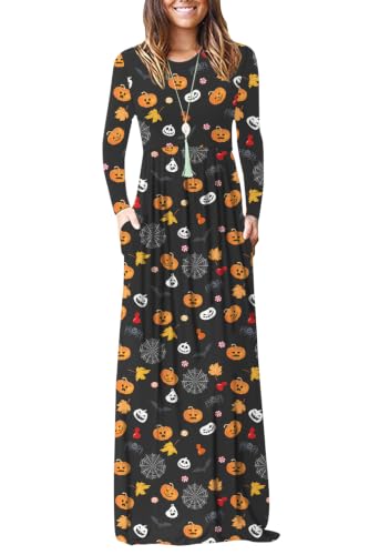 Image of AUSELILY Women's Classic Long Sleeve Dress Loose Plain Long Casual Maxi Dresses with Pockets 2026