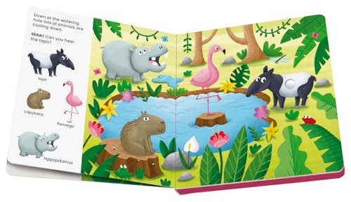 Ravensburger Play+ Shh… Who’s there? Jungle Animals (My First Seek and Find Sound Book), Baby book 12+ months: Search and find