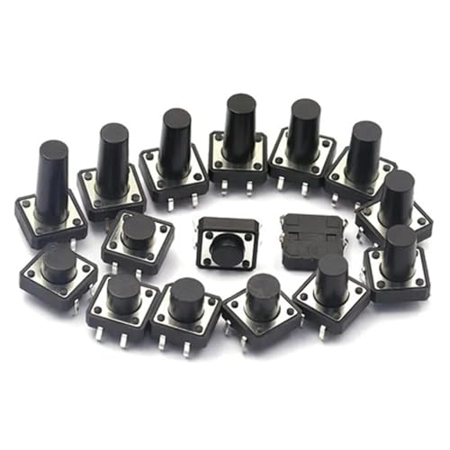 Interruptor táctil de 4 pines micro switch de 12x12x8mm negro para reparación y proyectos de electrónica
