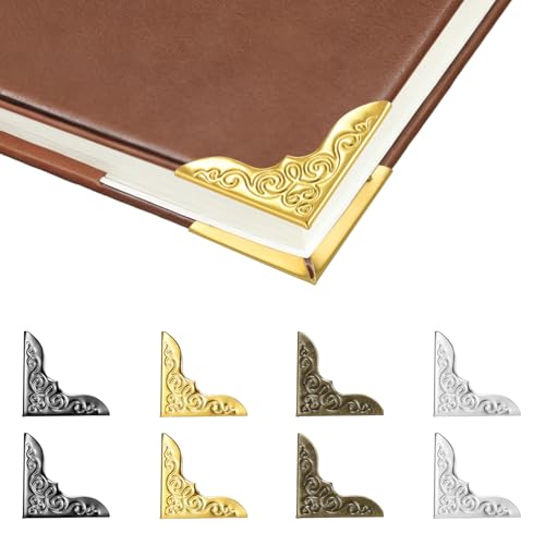 100pcs Metal Book Corner Protectors 4 Assorted Colors Photo Corners Protector for Picture Vintage Photo Covers Decorative Paperbacks Scrapbooking Journal Book Edge Guard Accessories