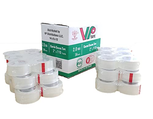 36 Rolls Clear 2 Inch x 110 Yads 2.0 Mil Packing Tape, Heavy Duty Packaging Tape for Shipping Packaging Moving Sealing,