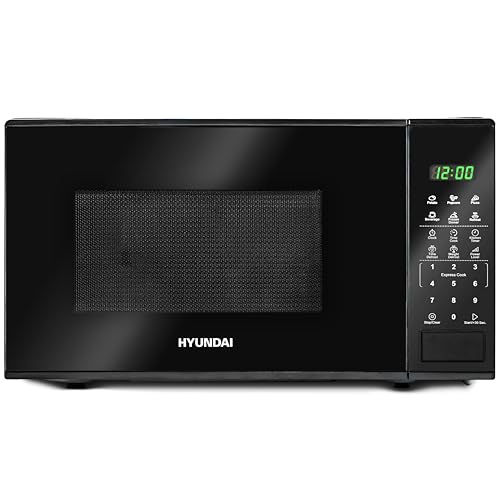 Hyundai 800W 20L Black Digital Microwave, Stainless Steel Interior, 11 Power Levels, Automatic...