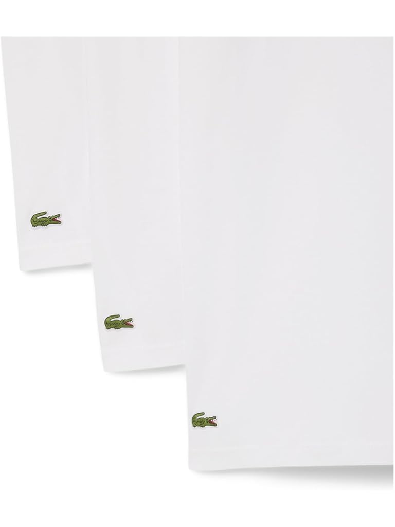 White Lacoste 100% Cotton Regular Fit V-neck T-shirt 3-pack