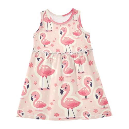 panksolu Girls Dress Sleeveless Cute Flamingo Cartoon Animal Girl Casual Summer Dresses Girls Sundress for 2-8 Years