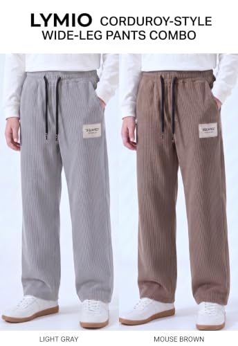 Image of Lymio Junior's Pants for Boys | Relaxed Fit Casual Baggy Corduroy Trousers | Boys Wide Leg Streetwear (SSK-08-10)