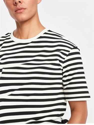 Image of Mack Jonney Oversized | Loose Fit | Half Sleeves 100% Cotton Round Neck Striped T-Shirt for Men-MACK640651