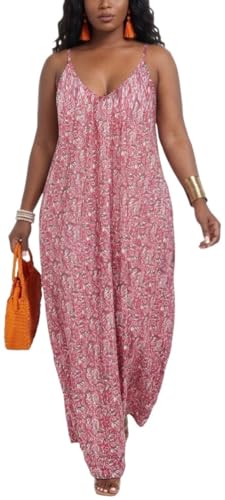Image of Women's Casual Summer Maxi Dresses Sleeveless Adjustable Spaghetti Strap Loose Plus Size Dresses