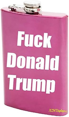 Fuck Donald Trump Alcohol Flask Hip Liquor Container 8oz Screw Cap Pocket Funny Gift (Pink)