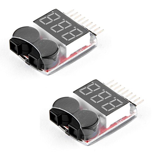 DollaTek 2PCS RC Lipo Batterie Monitor Alarm Tester Checker Low Voltage Buzzer Alarm mit LED Indikator für 1-8 S Lipo LiFe LiMn Li-Ionen Akku