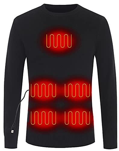 Winter Body Heating Tops Knitted Warm Underwear Electric Warmer Heated Apparel Thermal Pullover Sweater ​for Men Women Black