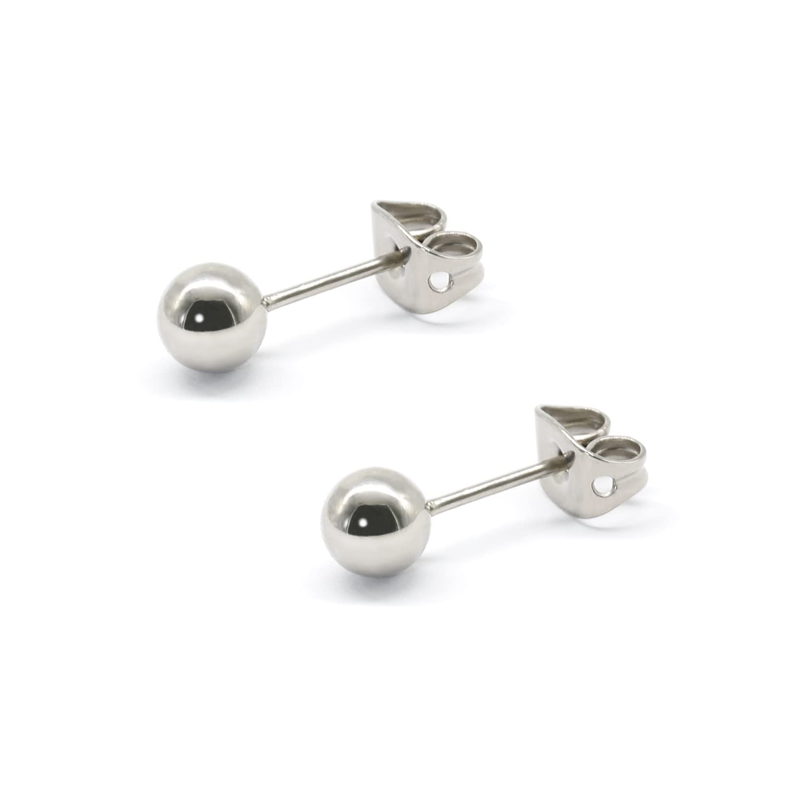 Artskin Pendientes de bola de titanio G23 para mujeres hombres niñas 3 mm - 6 mm aretes hipoalergénicos oro rosa/oro/plata/negro para orejas sensibles
