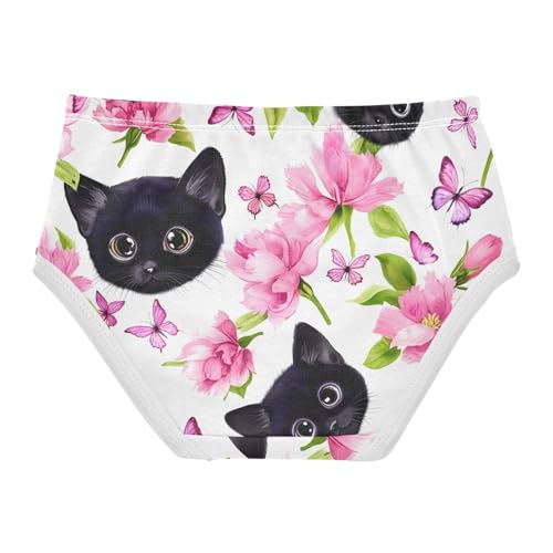 Cute Black Kittens Pink Floral Girls Underwear Toddler 2t Cotton Panties Little Girl Pattern Briefs Undies Kids2