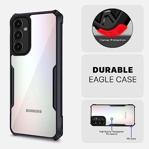 Image of Outlouders Back Cover for Samsung Galaxy M54 /F54 5G | Ultra Hybrid Transparent | Full Camera Protection | Raised Edge | Crystal Clear Bumper Case(Black)
