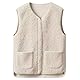 ZLQRSSWK Teddy Fleece Weste Damen Leichte Weste Fleeceweste Herbst Winter Warm Ärmellos Westen Leicht Casual Einfarbig V-Ausschnitt Damenweste Mit Taschen Pelzjacke Plüschweste (Beige,M)
