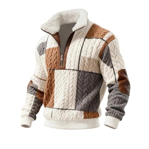 Sweat-shirt zippé en maille côtelée et doublure polaire chaude pour homme