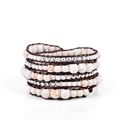 Spirit Wrist Sloan Wrap Beaded Bracelets – Boho Bracelets For Women & Men – Silver Hematite + Brown Bead Bracelet – Handmade In Bali Women’s & Mens Bracelet – Great Gift For Women & Men #TOP6