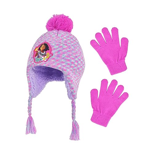Disney Encanto Kids Beanie Hat and Gloves Set, Mirabel Peruvian Winter Knit Cap with Tassels and Matching Mittens, Pink, One Size3