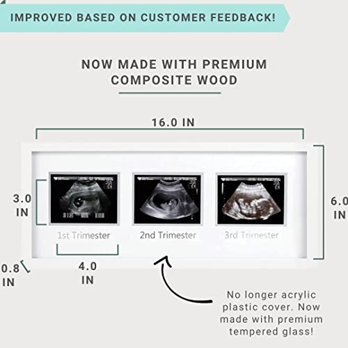 Babysquad Trimester Ultrasound And Sonogram Progression Photo Frame, Extra Large Size, Shatter Resistant Tempered Glass,16.5 X 6.5 Inches, Bonus Matte Insert, Sawtooth Hanger + Kickstand Stand #TOP1