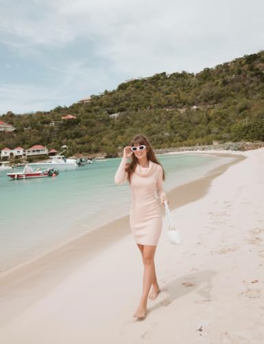 Image of v28 Sweater Dress for Women Ribbed Knit Fitted midi Sexy Fall Winter Bodycon Cowl Neck Dresses