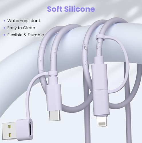 Image of Elebase USB C to Lightning Cable,4 in 1 Charging Cable 3.3FT,60W Multi Charger Cord with USB A Adapter for New Apple 17 16 15 14 13 12 11Pro Max Plus,Samsung Galaxy S26 S25 Ultra Plus,Z Flip Fold