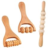 Bangbobi Rullo massaggiante in Legno - 3 rulli massaggianti in Legno, rulli massaggianti per Gambe, Cosce e Schiena, Bastone terapeutico Gua Sha in Legno