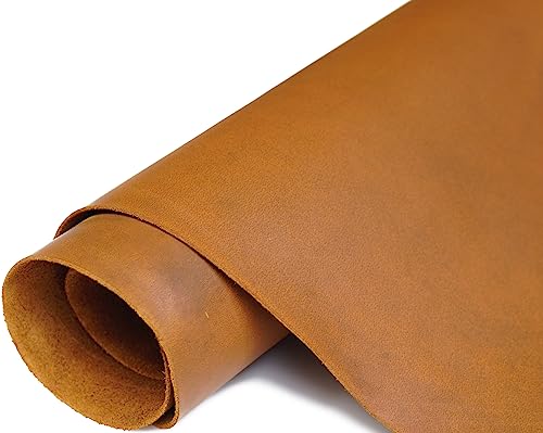 Doqn Buffalo Leather Sheet 2.0-2.2mm(5-5.5oz) Thick Finished Full Grain Buffalo Leather Hide Crafts Tooling Sewing Hobby Workshop Crafting Leather(Bourbon Brown 10