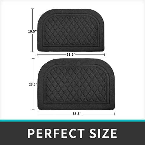Dexi Floor Mat Set Kitchen Indoor Standing Rugs Doormats For Inside Low Profile Washable Non Slip Dining Carpet 2 Pieces 19.5"X31.5"+23.5"X35.5" Grey #TOP5