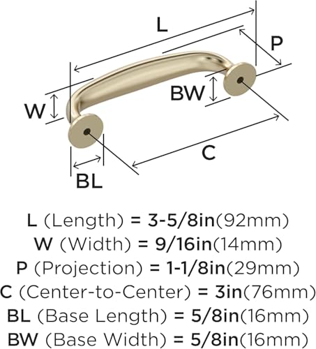 Amerock BP37395BBZ | Renown 3 inch (76 mm) Center to Center Golden Champagne Cabinet Pull | Kitchen Cabinet Hardware | Furniture Hardware | Drawer Handle by Amerock - Image 4