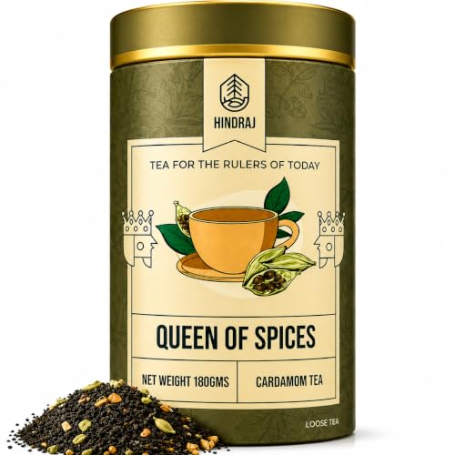 Image of House of Hindraj Queen of Spices Elaichi Masala Tea Loose Leaves 180 g Aromatic Kadak Chai with Cardamom Rich Spiced Flavor, Natural Cold Relief, Caffeine-Free