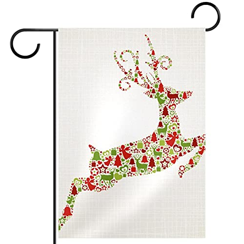 Drapeau de jardin double face cerf de Noël polyester robuste