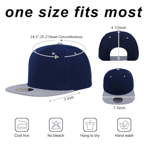 Image of ZH Plain Flat Brim Snapback Baseball Caps Adjustable Blank Baseball Caps Wholesale 12 Pack