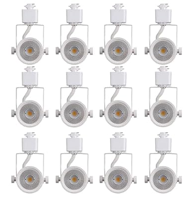 [12 Pack] CLOUDY BAY 8W 3000K Warm White Dimmable LED Track Light Head,CRI90+ True Color Rendering Adjustable Tilt Angle Track Lighting Fixture,40° Angle for Accent Retail,White,Halo Type