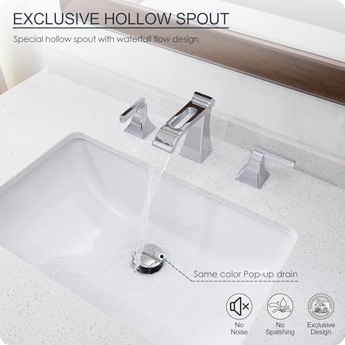 Robinet de salle de bain chrome cascade luxe 3 trous