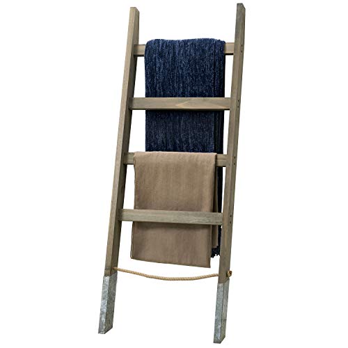 MyGift 55'' Wood Wall Leaning Blanket Ladder with 4 Rung,