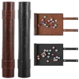 Gykutix 2 Stücke Würfelmatte im Schriftrollen Stil Würfelunterlage Würfelbrett Leder Würfelschale zum Rollen Würfeltablett Würfeltasche mit Reißverschluss Würfelteller für DND RPG (Schwarz, Camel)