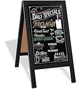 Ilyapa Wooden A-Frame Chalkboard Sign with Eraser - 40 x 20 Inch Magnetic Sidewalk Menu Board – S...