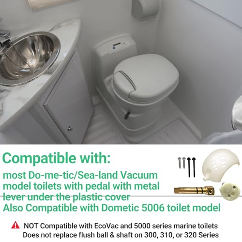Image of JOJOCY 385318162 RV Toilet Flush Ball for Dometic, Ball and Shaft Kit w /Spring Cartridge Sealand Vacuum Toilets Flush for Caravans, Campers and Boats
