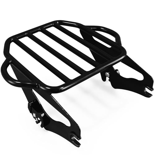 Detachable King Size 2-UP Luggage Rack Fits for Harley Touring Street Glide/Road King/Road Glide/Electra Glide/CVO/Ultra Limited 09-25 (Black)