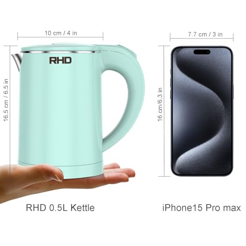 Miniatura 2 de 0.5l Pequeño Hervidor Eléctrico Portátil, Hervidor De Viaje De Acero Inoxidable, Protección Contra Hervido En Seco Y Apagado Automático, Perfecto Para Cocinar En Viajes, Café, Té, Huevos Verde