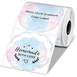 Phomemo Wavy Circle Thermal Label, Gradient Rainbow Blue Sticker Label for M110/M100/M220/M250/M108 Label Makers, 1.96