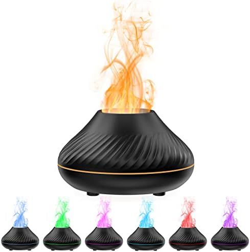 SENMUL Colorful Air Aroma Diffuser Humidifier, 7 Flame Color Noiseless Essential Oil Diffuser for Home, Office, Yoga with Auto-Off Protection 130ml (8 Hours Black)