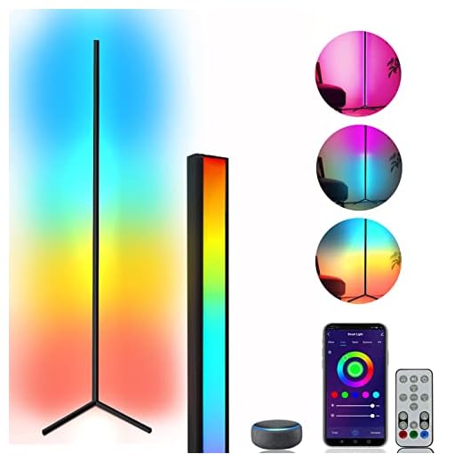 Corner Floor Lamp, RGBIC Color Changing Mood Modern Floor Lamp, Smart Corner Light Compatible with Alexa, Google Home, DIY Mode, Music Sync, LED Corner Lamp for Bedroom Living Room Gaming Room