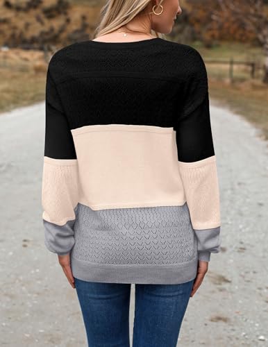 Image of Zeagoo Womens 2026 Fall Sweaters Casual Long Sleeve Ribbed Knit Pullover V Neck Lightweight Crochet Pullover Sweater Top