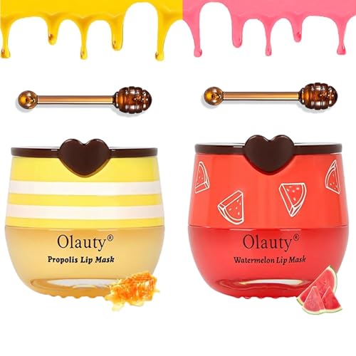 2Pcs Baume à Lèvres au Miel,Hydratant à la Propolis Masque de Sommeil pour Réduire la Ligne des Lèvres,Gommage à Lèvres Hydratant pour Prévenir le Dessèchement et la Fissuration Exfoliant