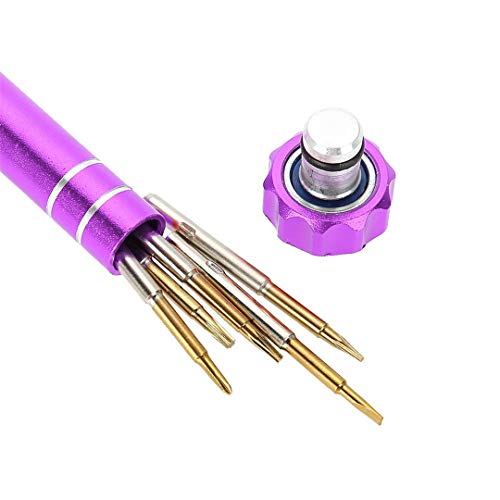 Reloj destornillador con mango de reparación de herramientas con 5 bits de teléfono vidrios de reloj de reparación Kit de Herramientas Para relojero Purple